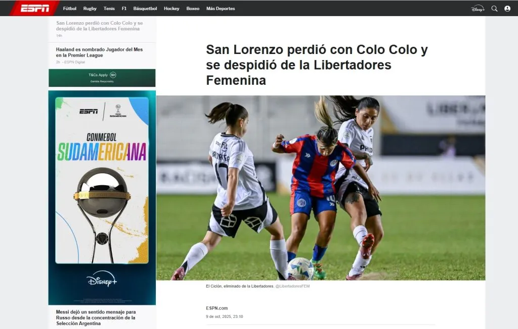 La reacción de ESPN Argentina a la clasificación colocolina.