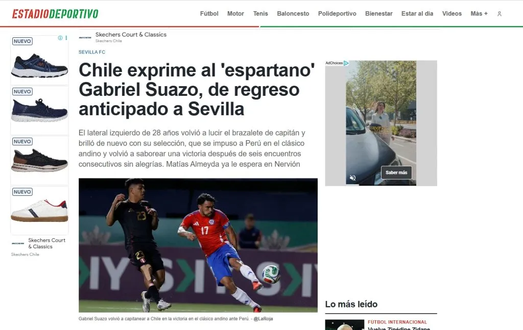 La reacción de Estadio Deportivo por Gabriel Suazo. (Foto: captura)