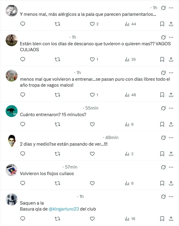 Comentarios de hinchas en X.