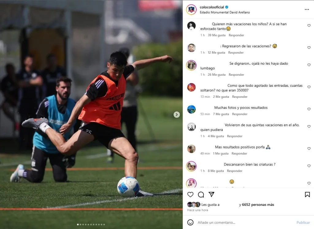 Comentarios de hinchas en Instagram.