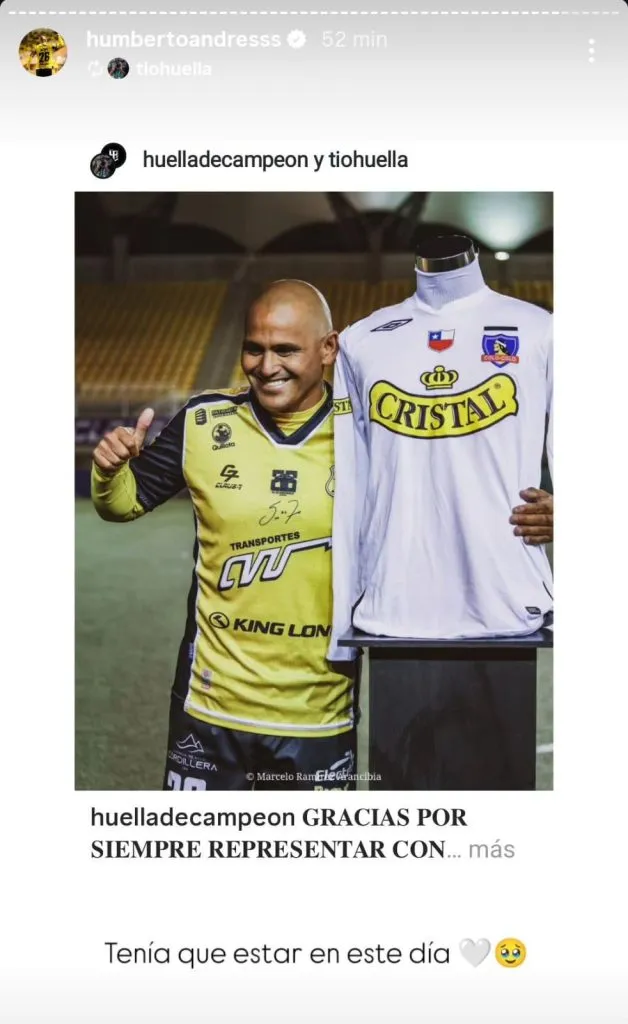 El gesto de Humberto Suazo a Colo Colo. Imagen: Instagram de Humberto Suazo