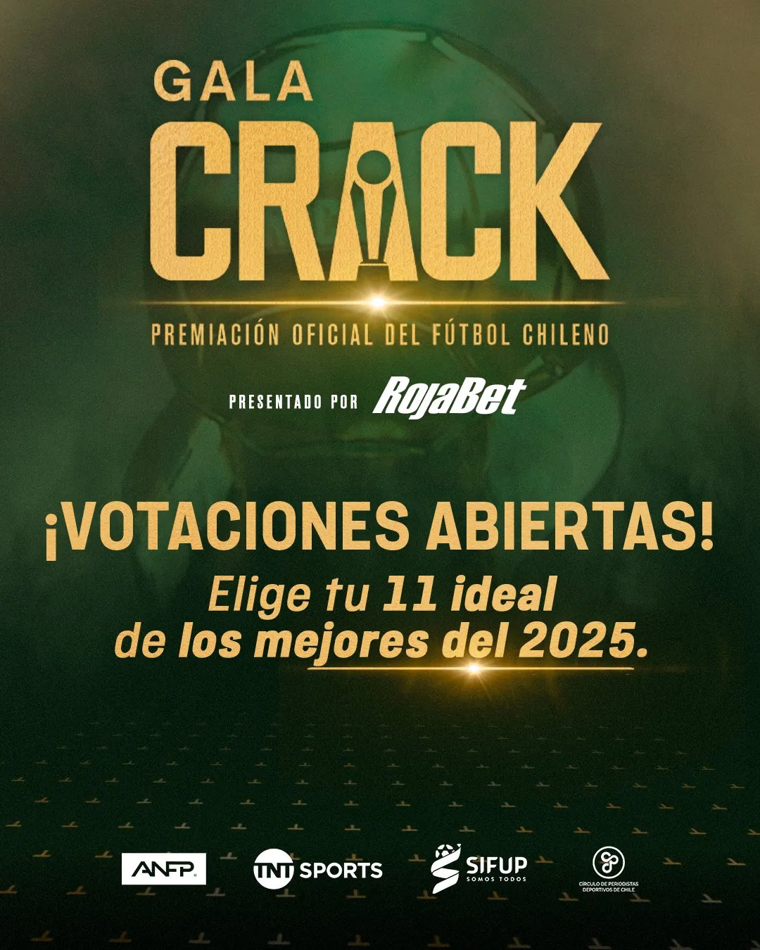 Votaciones abiertas para la Gala Crack. (Foto: @TNTSportsCL)