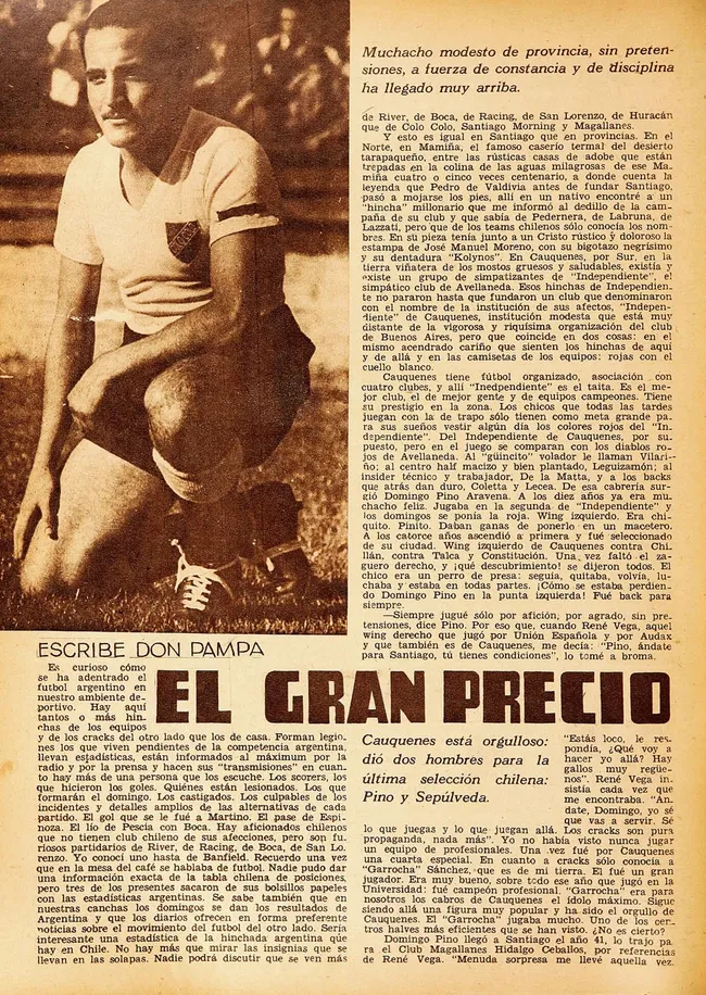 “El gran precio”: Así se conocía a Domingo Pino, refuerzo de Colo Colo. | Imagen: Revista Estadio.