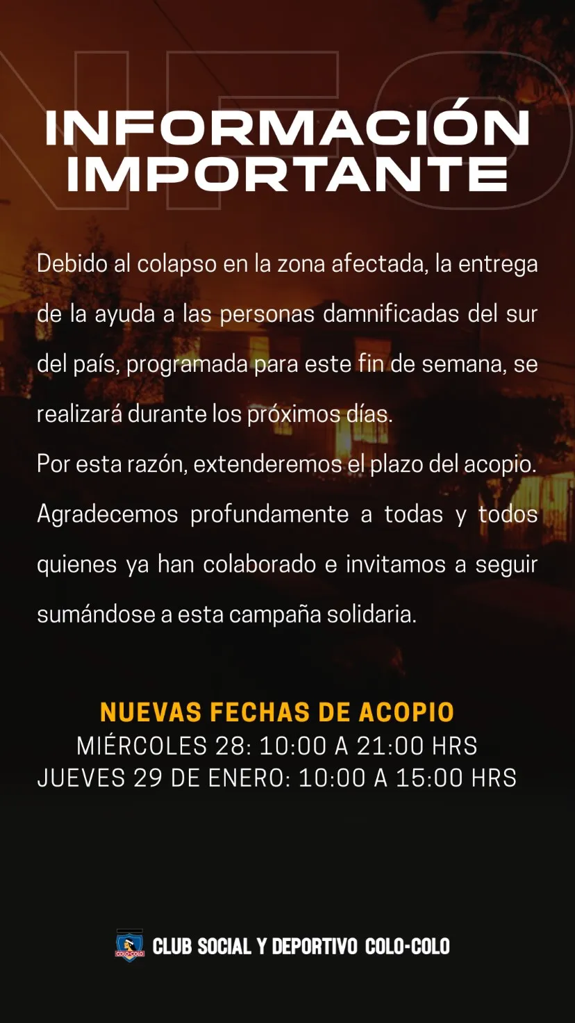 La información del CSD Colo Colo. (Foto: csydcolocolo)