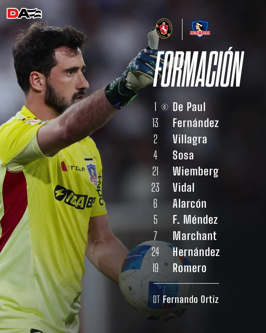 La formación de Colo Colo vs Limache.