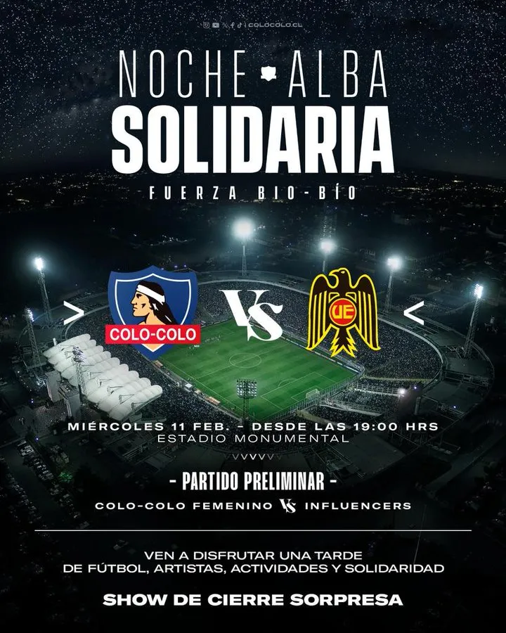 Colo Colo confirma la Noche Alba solidaria.