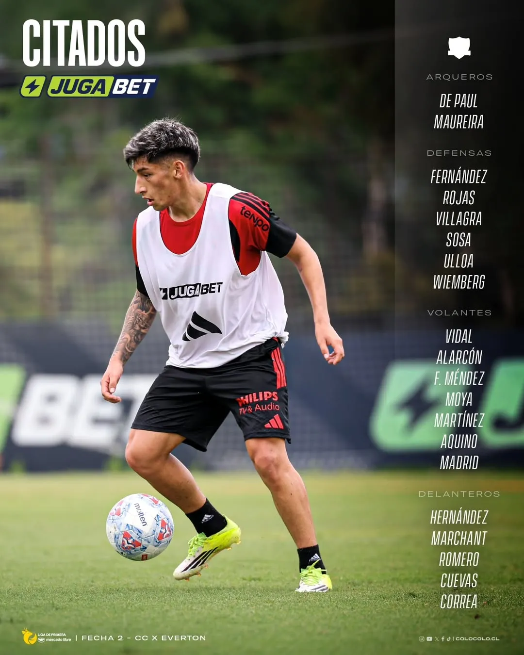 Los citados de Colo Colo ante Everton.Imagen: Colo Colo Oficial