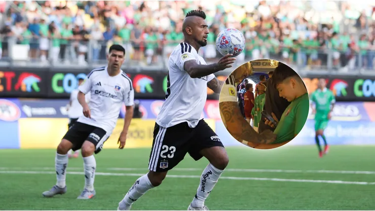 La ilusión que generó Vidal a niños de Audax antes de partido con Colo Colo.