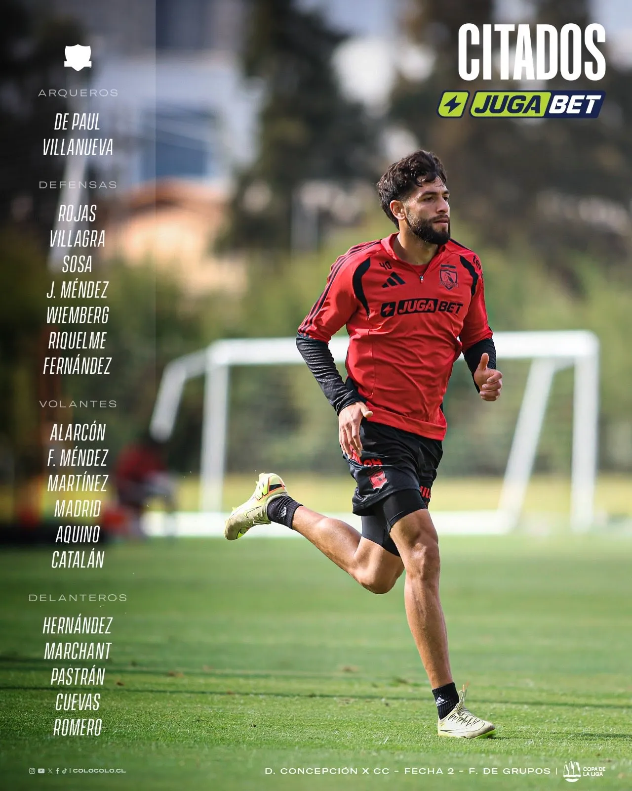 Los citados de Colo Colo ante Deportes Concepción. Imagen: Colo Colo Oficial