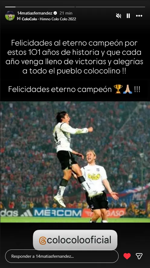 Saludo de Matías Fernández.