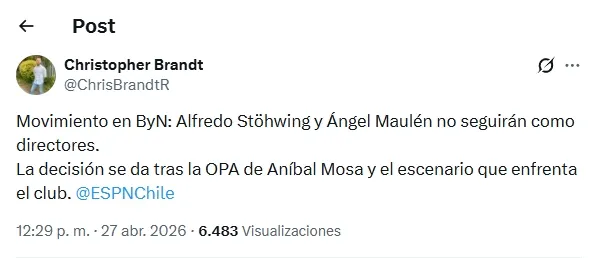 Información del periodista de ESPN Chile. (Foto: captura)