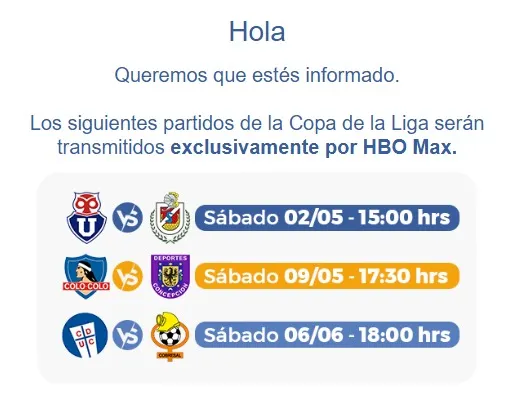 El correo enviado por un cableoperador a sus clientes. Foto: Captura.