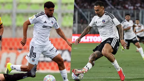 Gonzalo Fierro celebra el "doble 9" en Colo Colo.