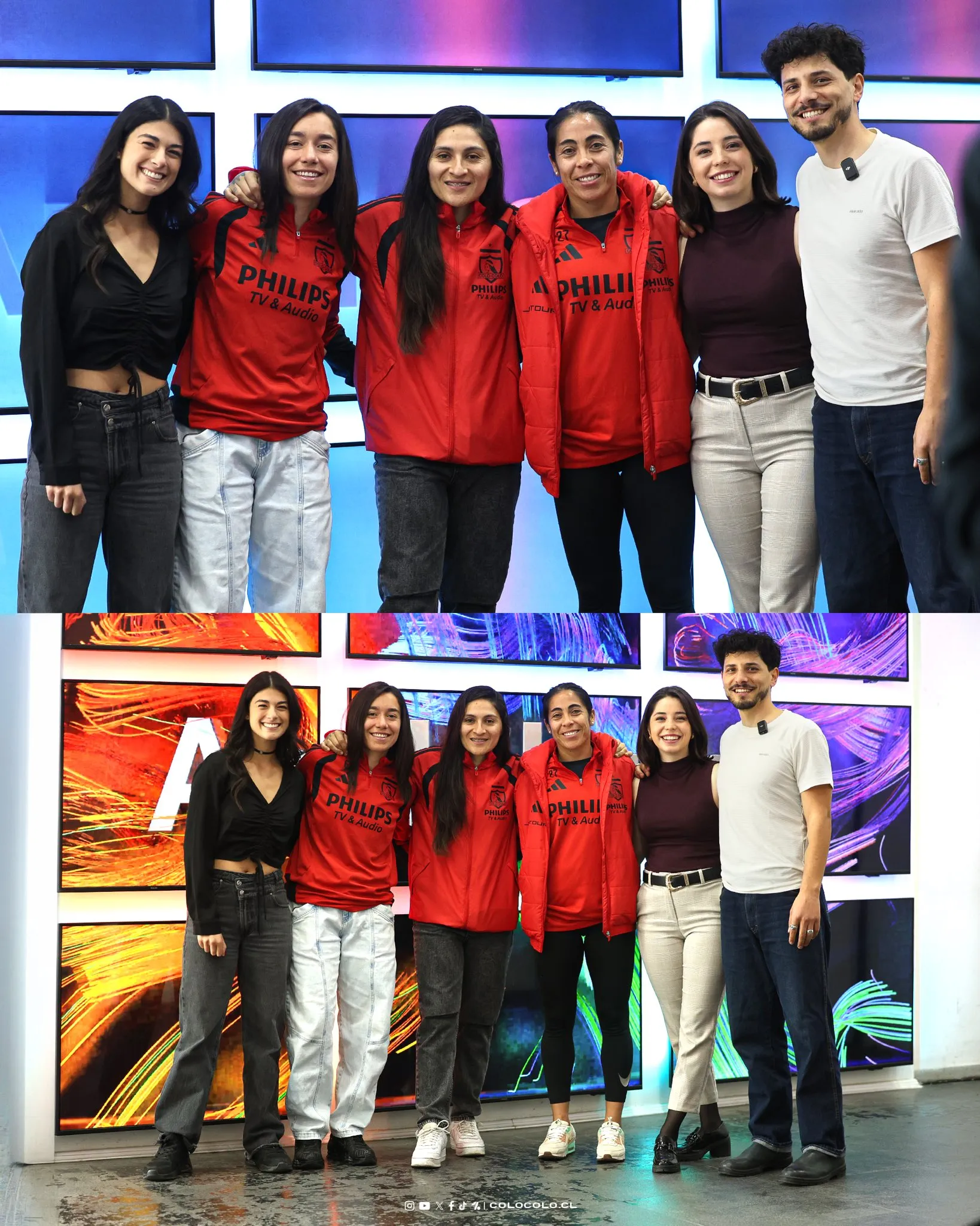Jugadoras de Colo Colo Femenino junto a los actores de Fuera de Juego | Foto: Colo Colo Femenino