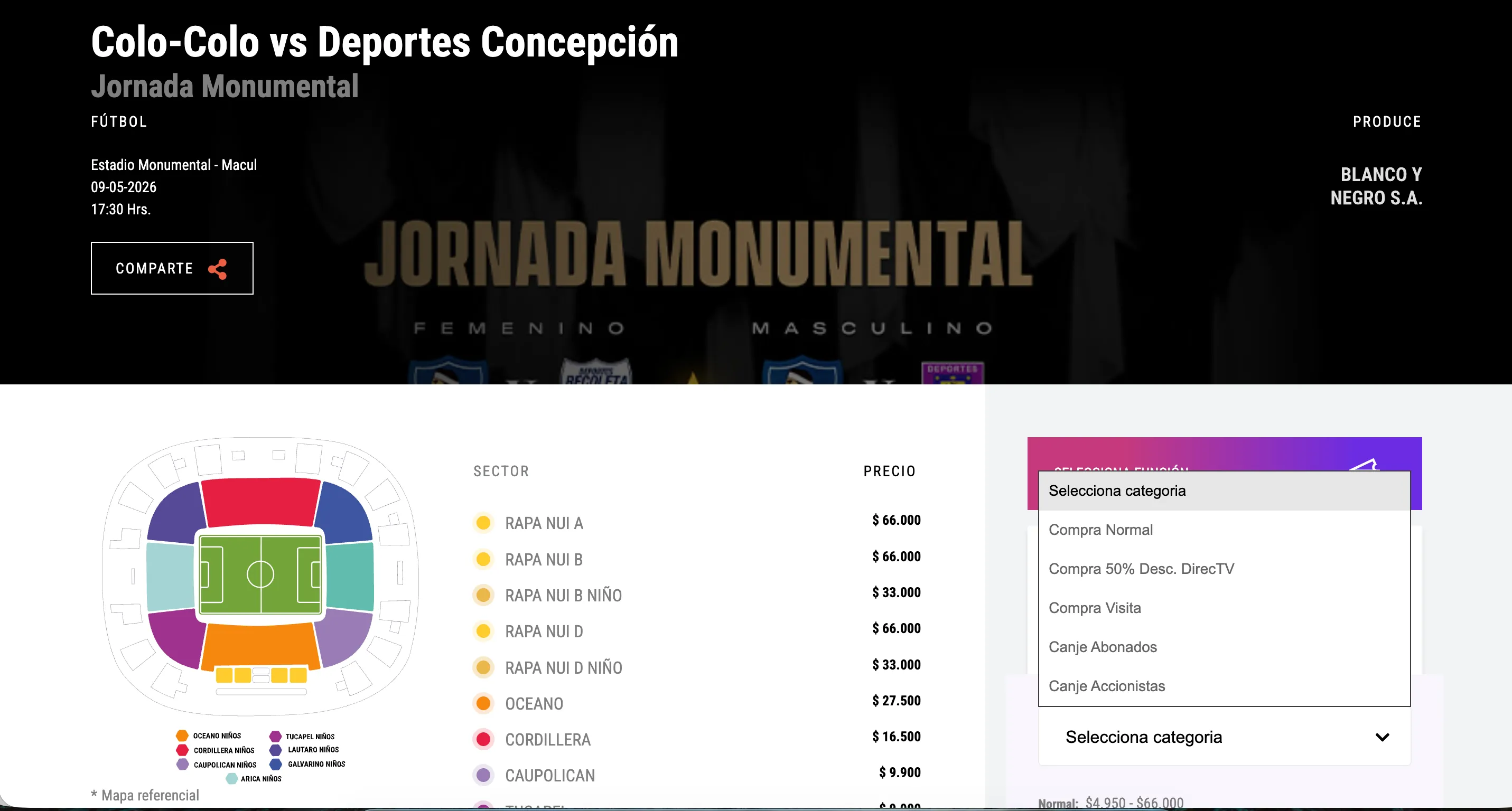 Se habilitó venta de entradas para la visita. (Foto: captura)