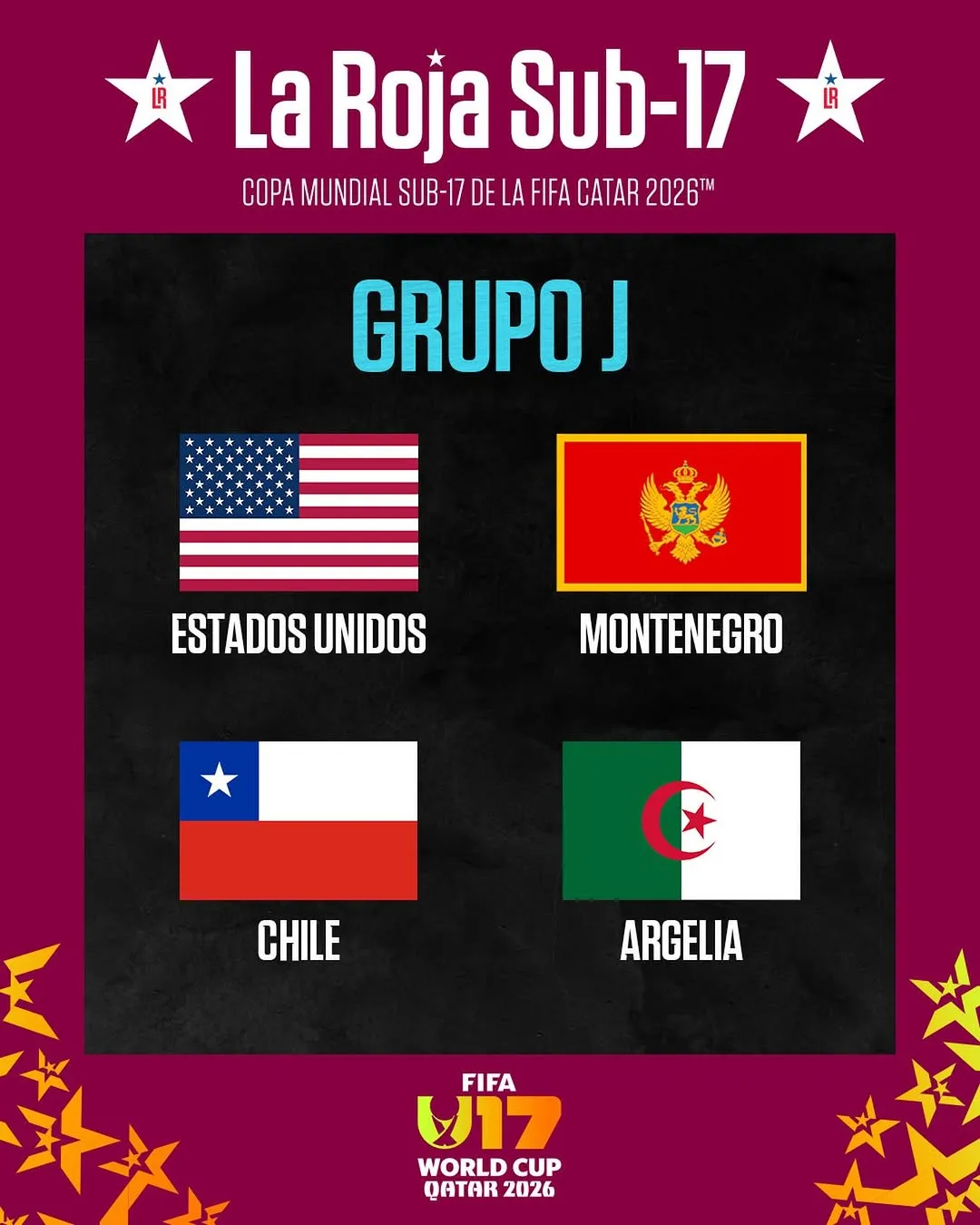 El grupo de Chile en el Mundial sub 17 de Qatar.