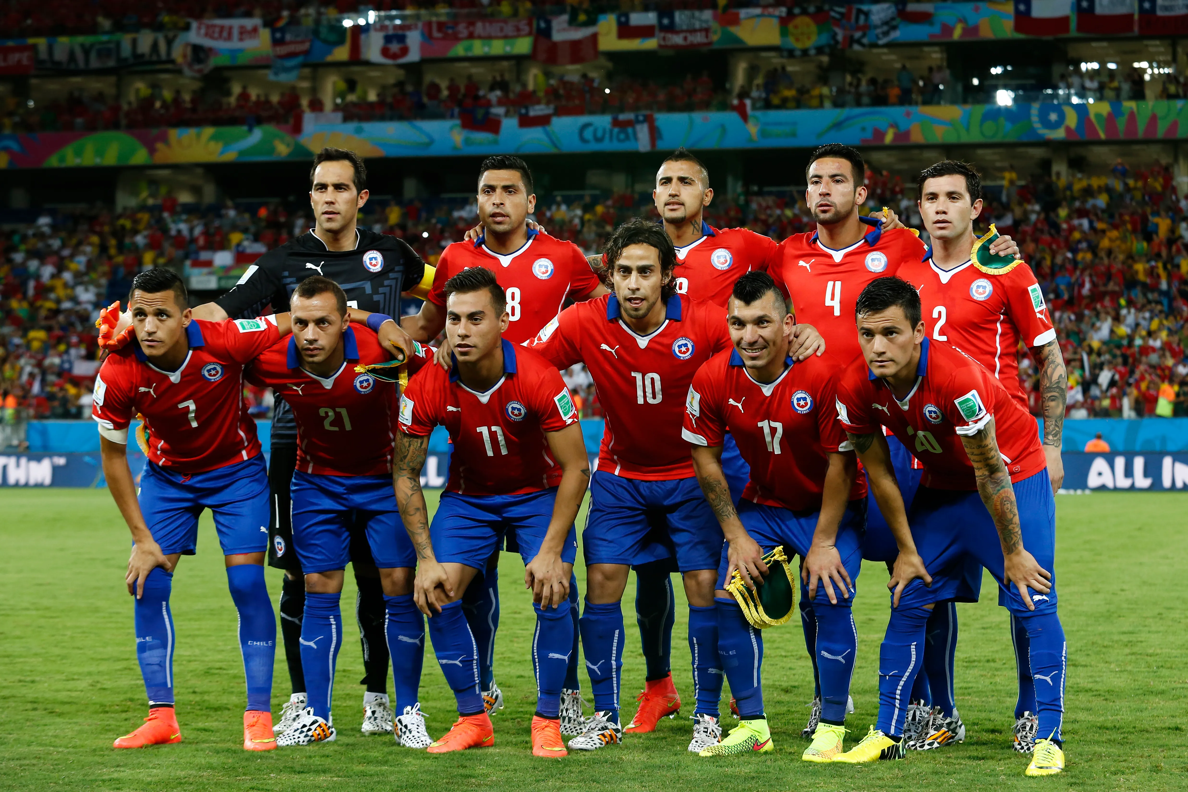 La Roja en su debut ante Australia en el Mundial 2014. Imagen: Marcelo Hernandez/Photosport