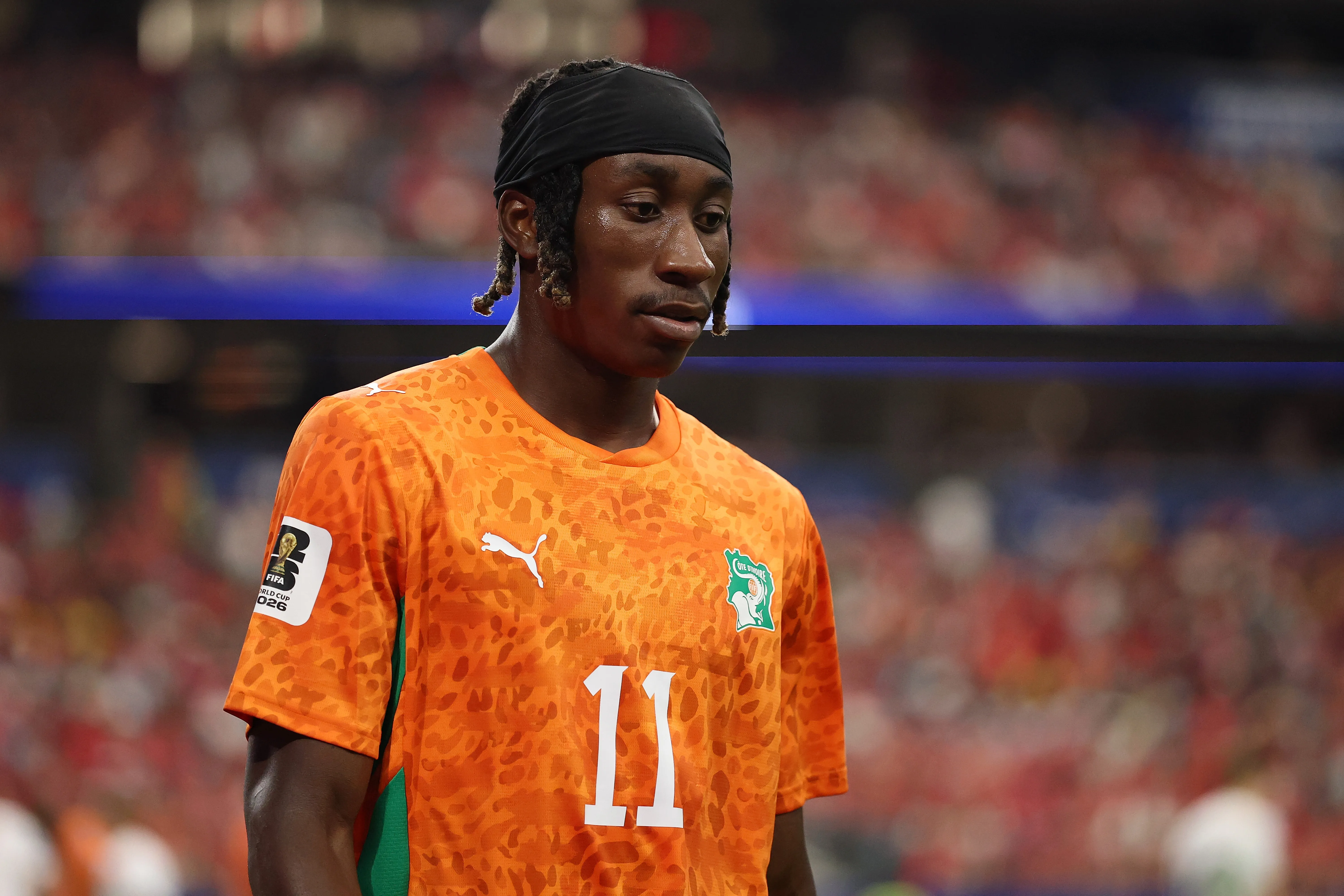 Yan Diomande en la Copa del Mundo. Foto: Stacy Revere/Getty Images.