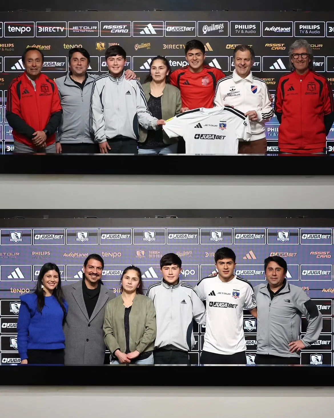 Raúl Hoffmann, hermano de Mark González, en la firma de contrato de Felipe Raipán. (Foto: Colo Colo)