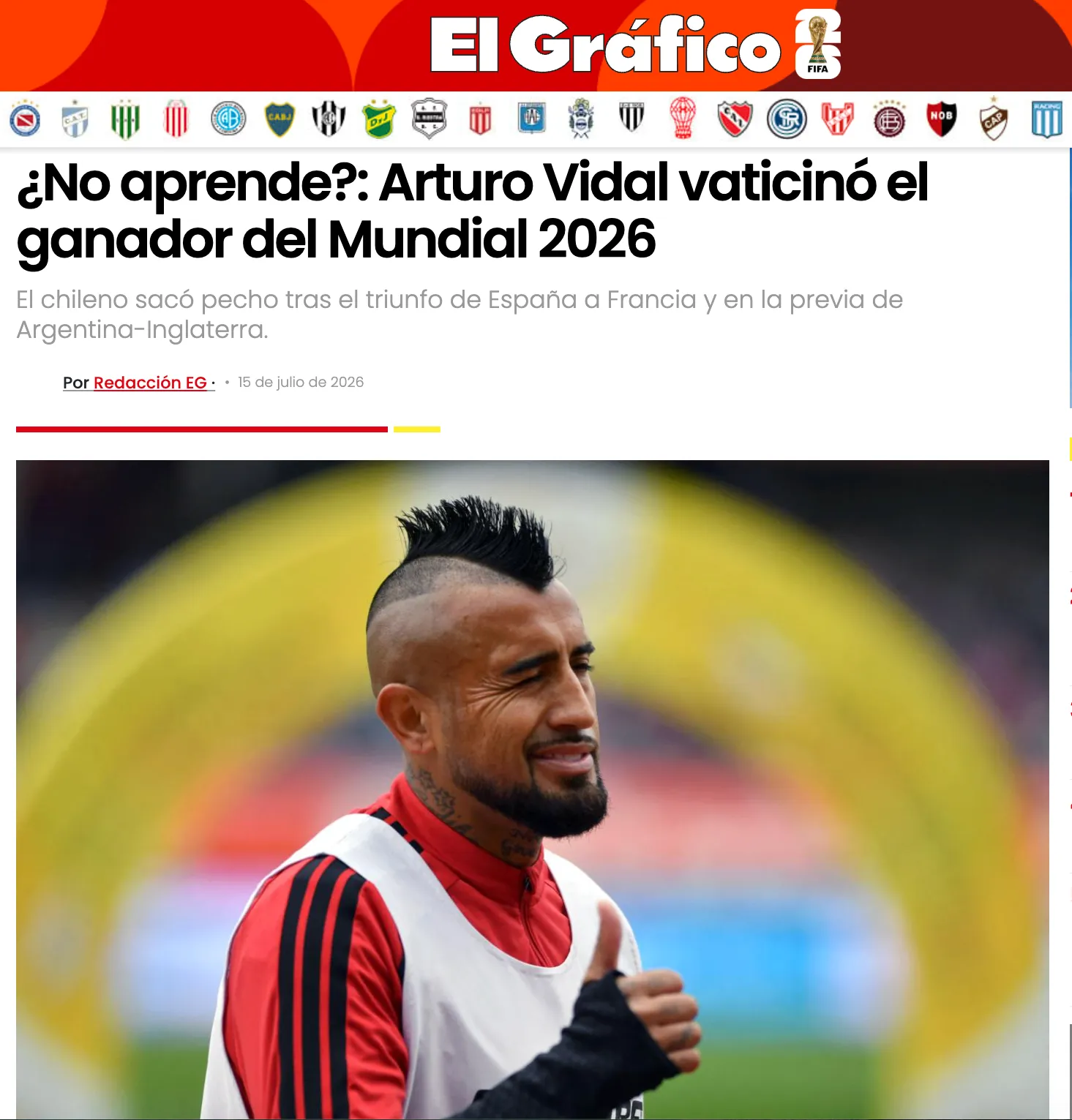 El Gráfico por las predicciones de Vidal.