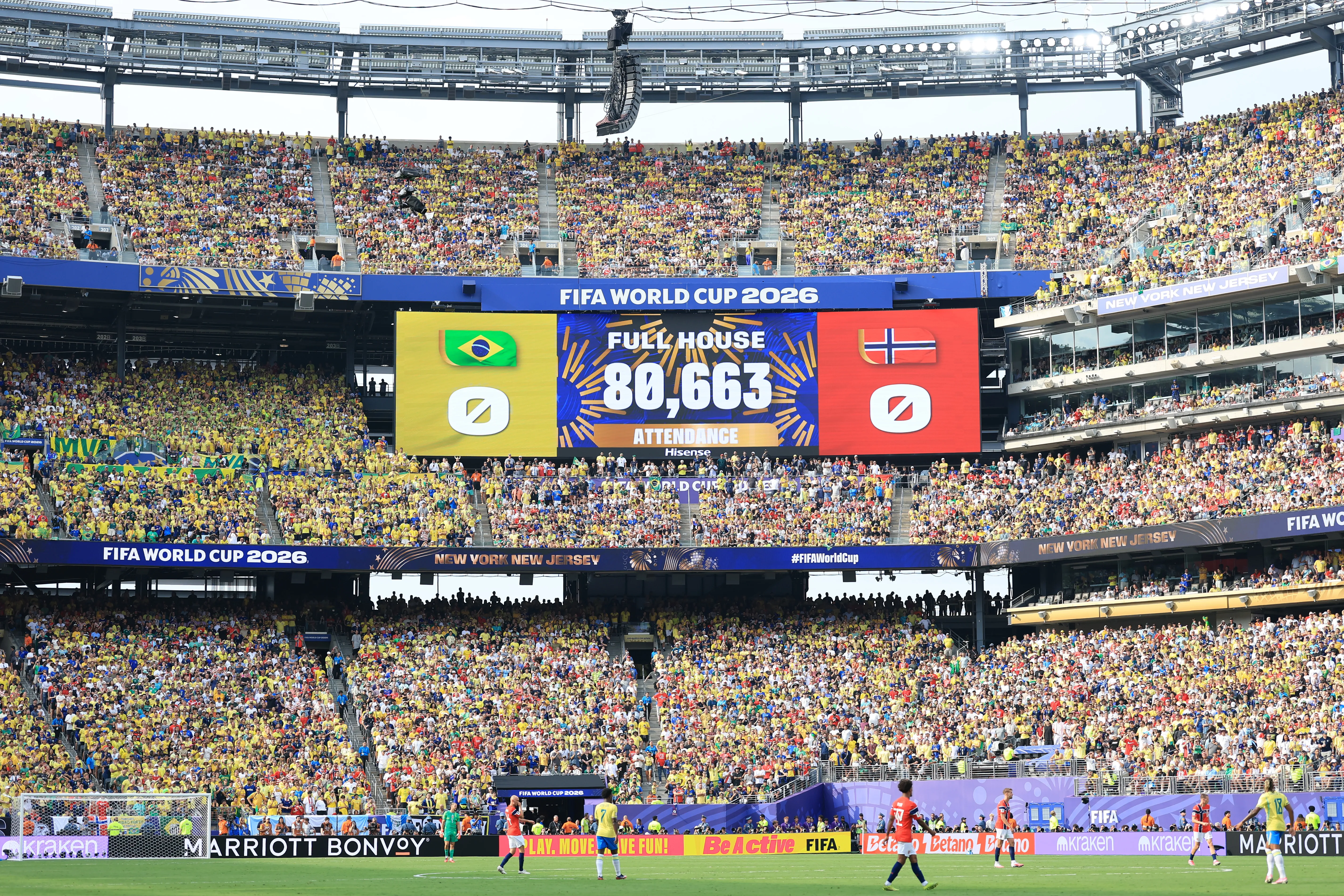 El New York New Jersey Stadium a tope en el partido de Brasil vs Noruega en el Mundial 2026.