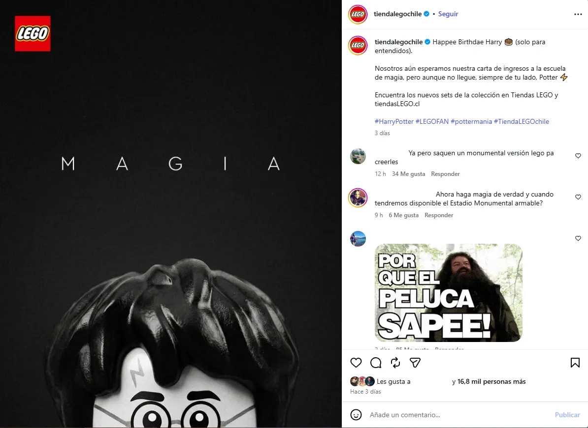 La publicación de Lego Chile.
