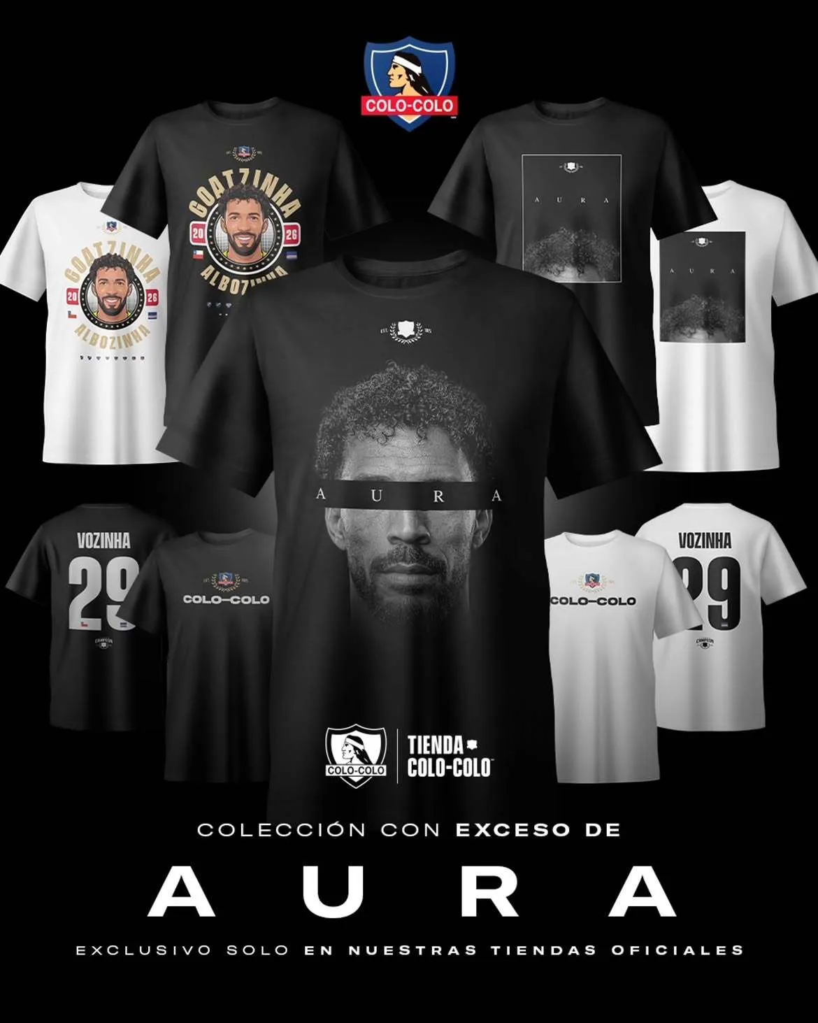 La línea de ropa que sacó a la venta Colo Colo por Vozinha.Imagen: Colo Colo Oficial