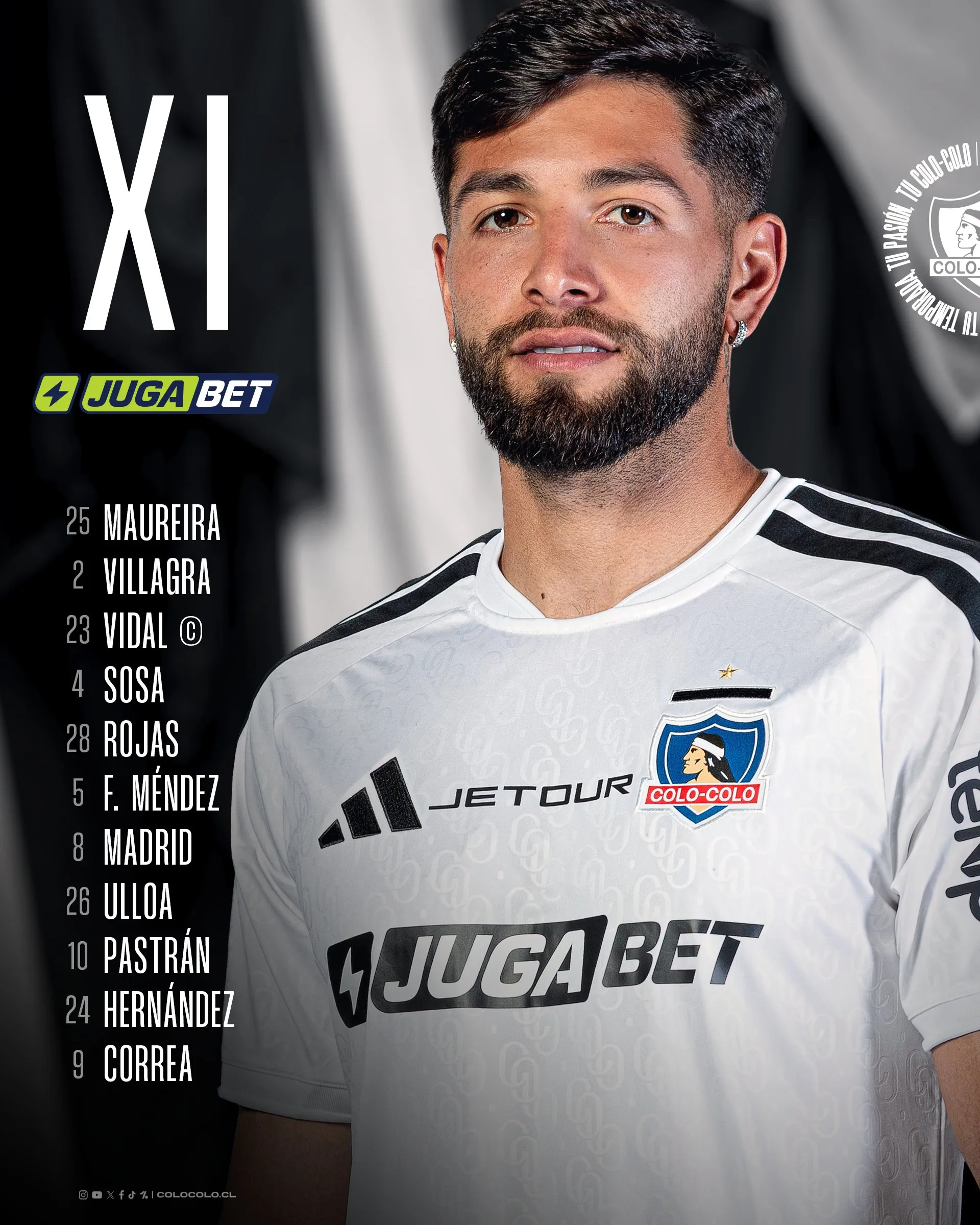 La formación confirmada del Cacique. Imagen: X Colo Colo.