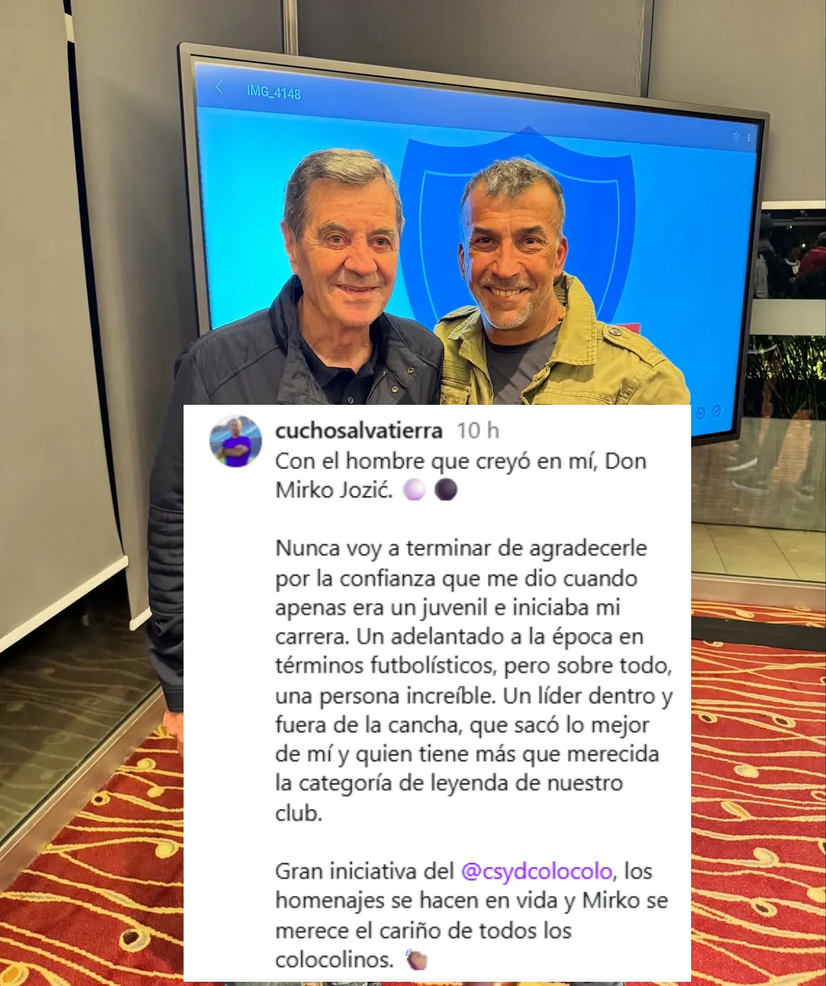 El mensaje del Cucho Salvatierra tras reencontrarse con Mirko Jozic.