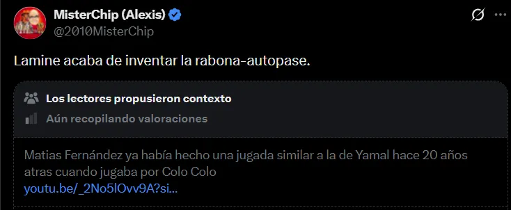 El post de MisterChip por la jugada de Lamine Yamal que ya había hecho Matías Fernández.